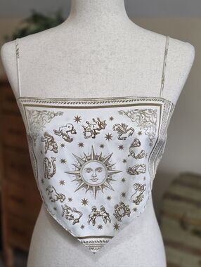 DANIELLE BERNSTEIN White and Gold Zodiac Sunbandana Crop Top